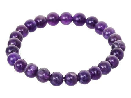 Amethyst Plain Bracelet for Women Men's Gifts - Protection Healing Crystal Bracelet - 8mm Gemstone Beaded Adjustable