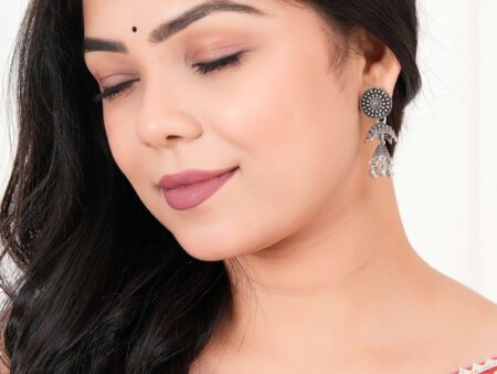 Women Traditional Silver AZ838-OXidised Jhumka Set | German Silver Chand Baliyan & Jhumkas Earrings for Women | Birthday & Anniversary Gift -AZ838-OX-ER51