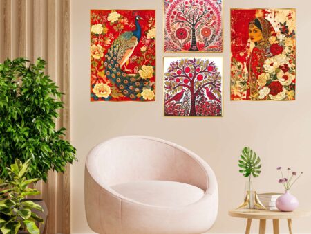 Set of Four Wall Paintings for Wall Dacoration Golden Framed Wall Paintings for Living Room & Bedroom Wall Art for Home Decoration & Office Wall Décor (13x10 inch CH-GD4-10)
