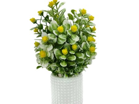 Artificial Plants for Home Decor with Pot Yellow Flowers & Grass Balls Aesthetic Room Decor Items for Living Room, Bedroom | Fake Plants for Office, Reception, Tabletop (RV-AP6)