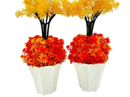 Artificial Plants with Pot Showcase Decoration Plants Flowers | Fake Plant | Artificial Plants for Home Decor Office Gifting Plants Decorative Potted Plants (Pack Of 2) (RV-AP10)