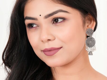 Earrings for Women Traditional Silver AZ838-OXidised Jhumka Set | German Silver Chand Baliyan & Jhumkas Earrings | Birthday & Anniversary Gift -AZ838-OX-ER30