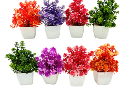 Artificial Plants with Pot Showcase Decoration Plants Flowers | Fake Plant | Artificial Plants for Home Decor Office Gifting Plants Decorative (Pack Of 8) (RV-AP22)