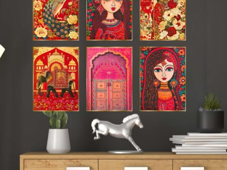 Set of Six Wall Paintings for Wall Dacoration Golden Framed Wall Paintings for Living Room & Bedroom Wall Art for Home Decoration & Office Wall Décor (13x10 inch CH-GD6-5)