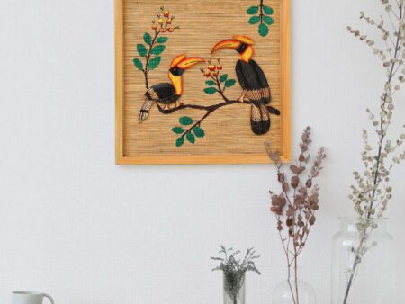 Bamboo Art Couple Hornbill Painting For Home Decor | Bamboo Art Gift For Multiple Occasions