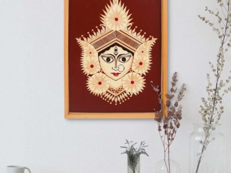 Bamboo Hand Crafted Framed Wall Hangings Of Durga Ji For Home Decor | Bamboo Framed Art For Wall Decor